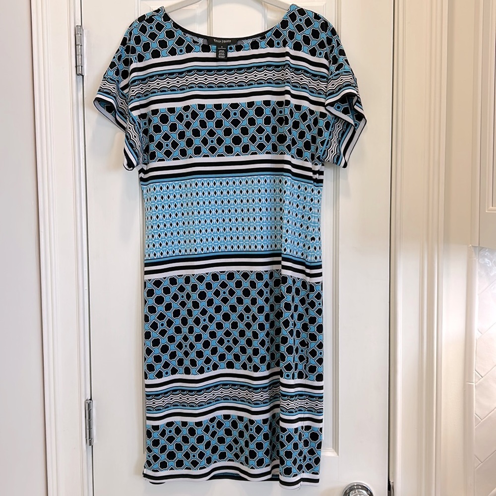White House Black Market Colorblock No Wrinkle Lightweight Shift Dress sz.S